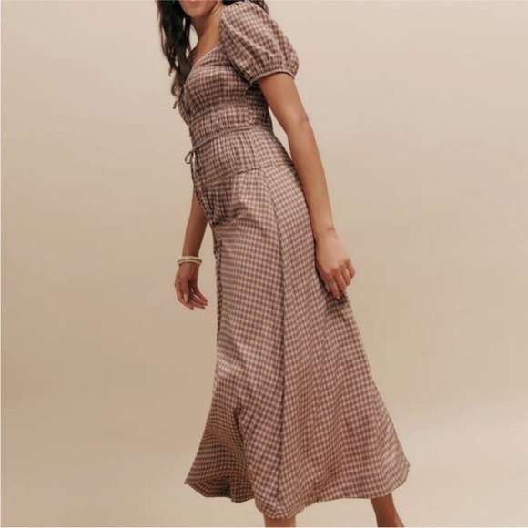 Reformation Brown Checkered Maxi Dress - Picture 3 of 6